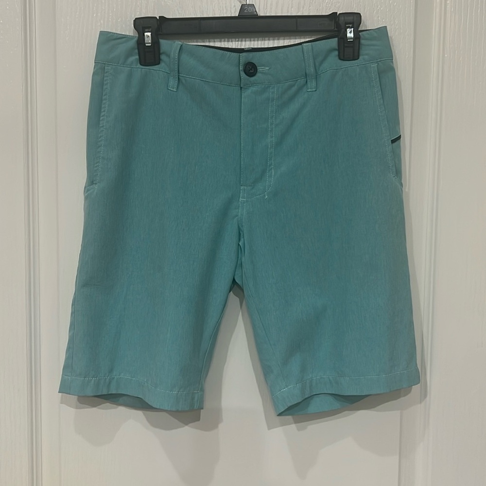 Nitrous Black Men's Teal Flat Front Shorts Size: 28